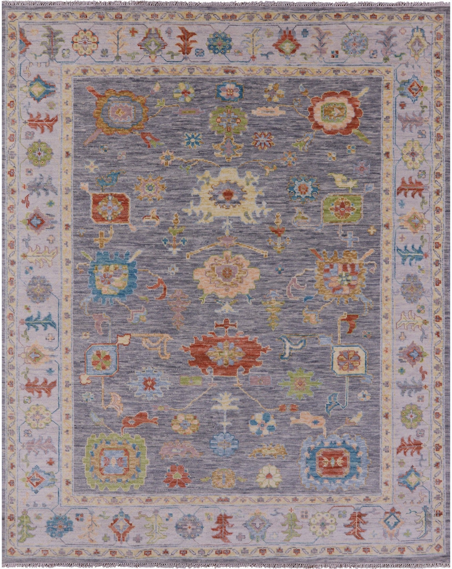Grey Turkish Oushak Hand Knotted Wool Rug - 7' 11" X 10' 1" - Golden Nile