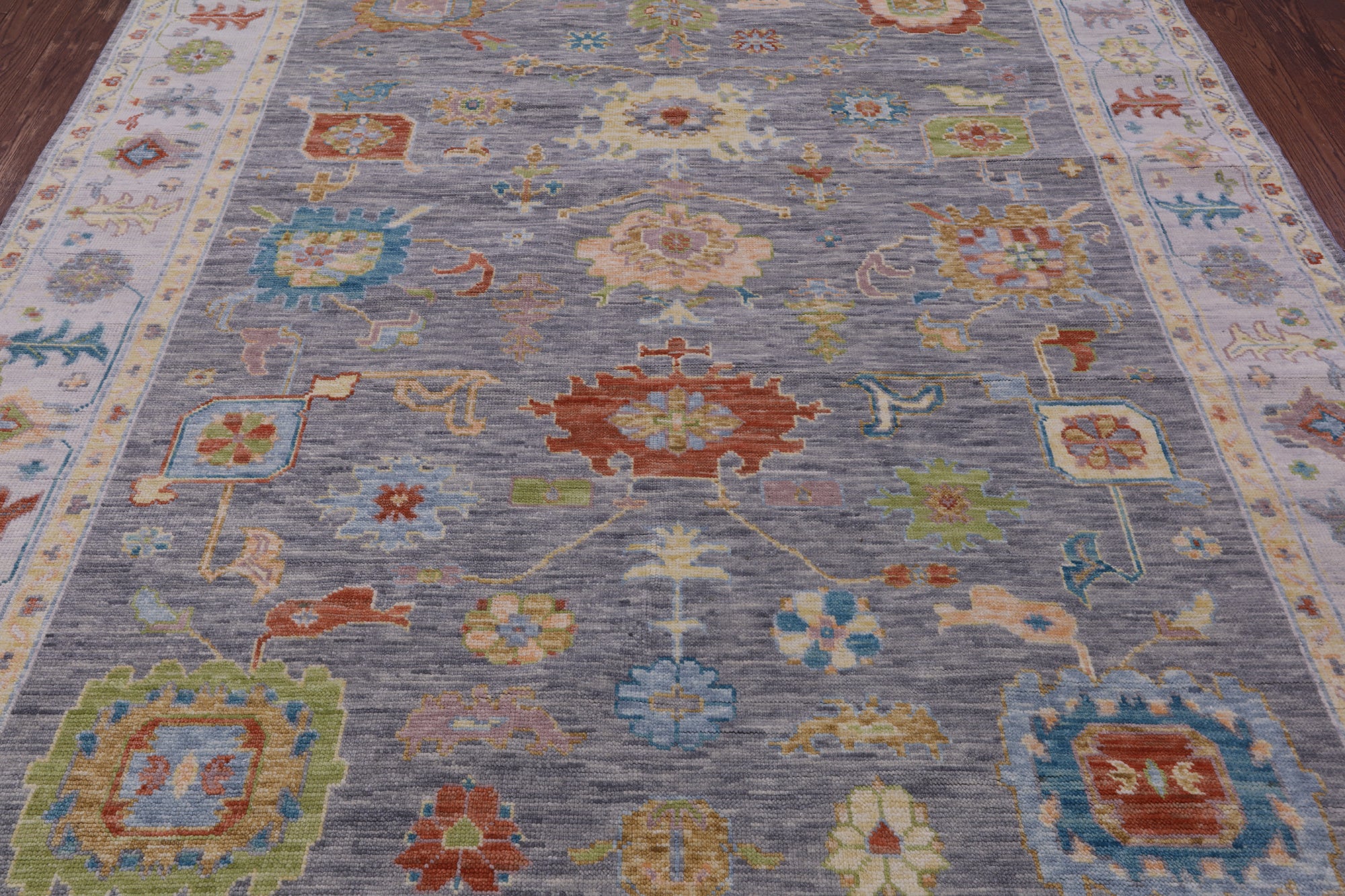 Grey Turkish Oushak Hand Knotted Wool Rug - 7' 11" X 10' 1" - Golden Nile