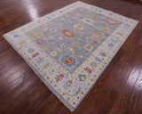 Grey Turkish Oushak Hand Knotted Wool Rug - 7' 11" X 10' 1" - Golden Nile