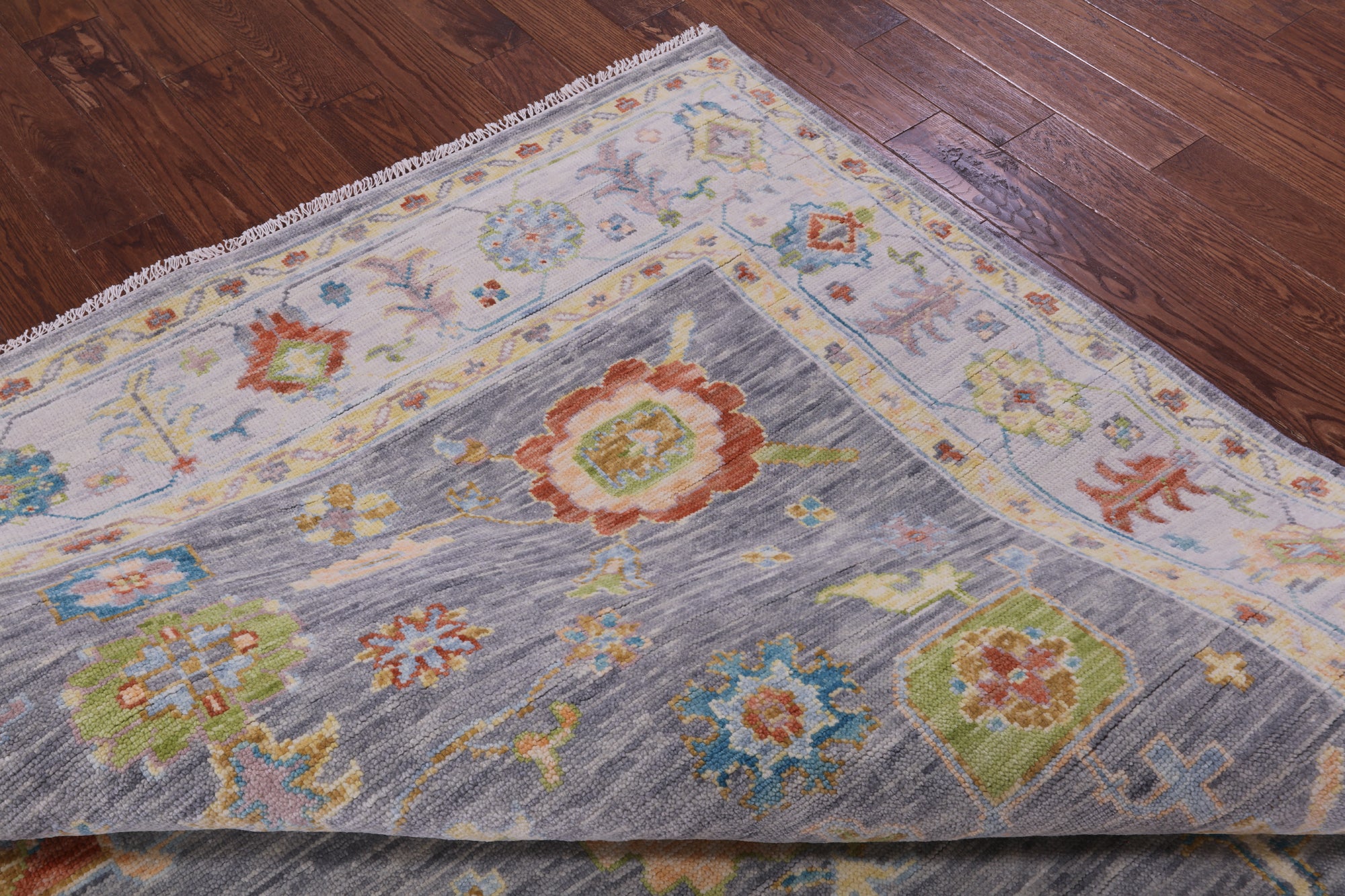 Grey Turkish Oushak Hand Knotted Wool Rug - 7' 11" X 10' 1" - Golden Nile