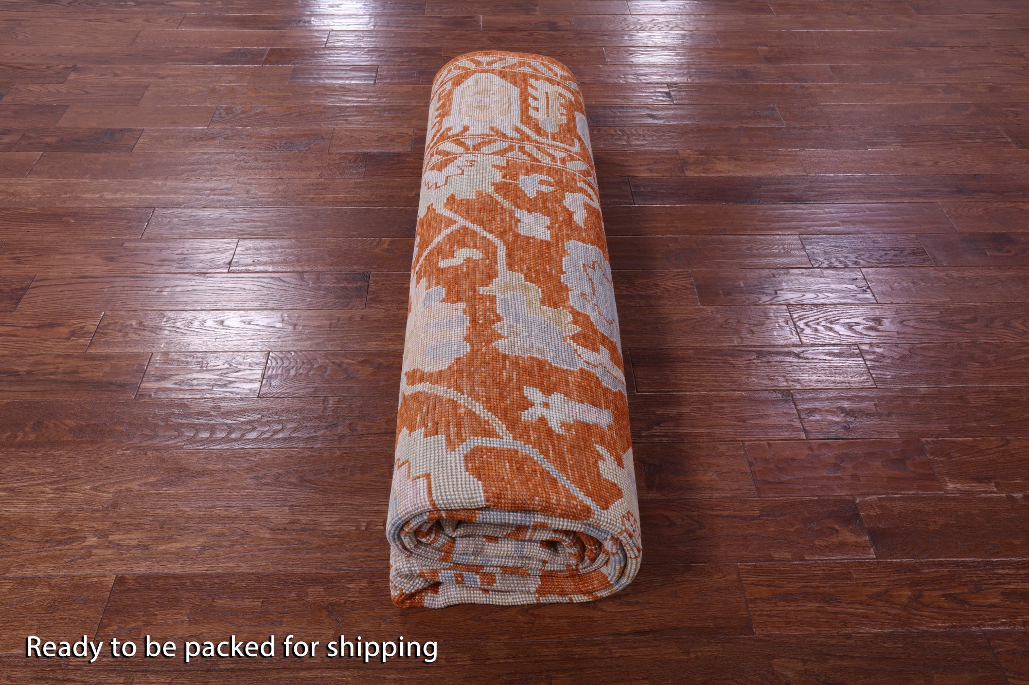 Orange Turkish Oushak Hand Knotted Wool Rug - 9' 0" X 12' 1" - Golden Nile