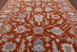 Orange Turkish Oushak Hand Knotted Wool Rug - 9' 0" X 12' 1" - Golden Nile