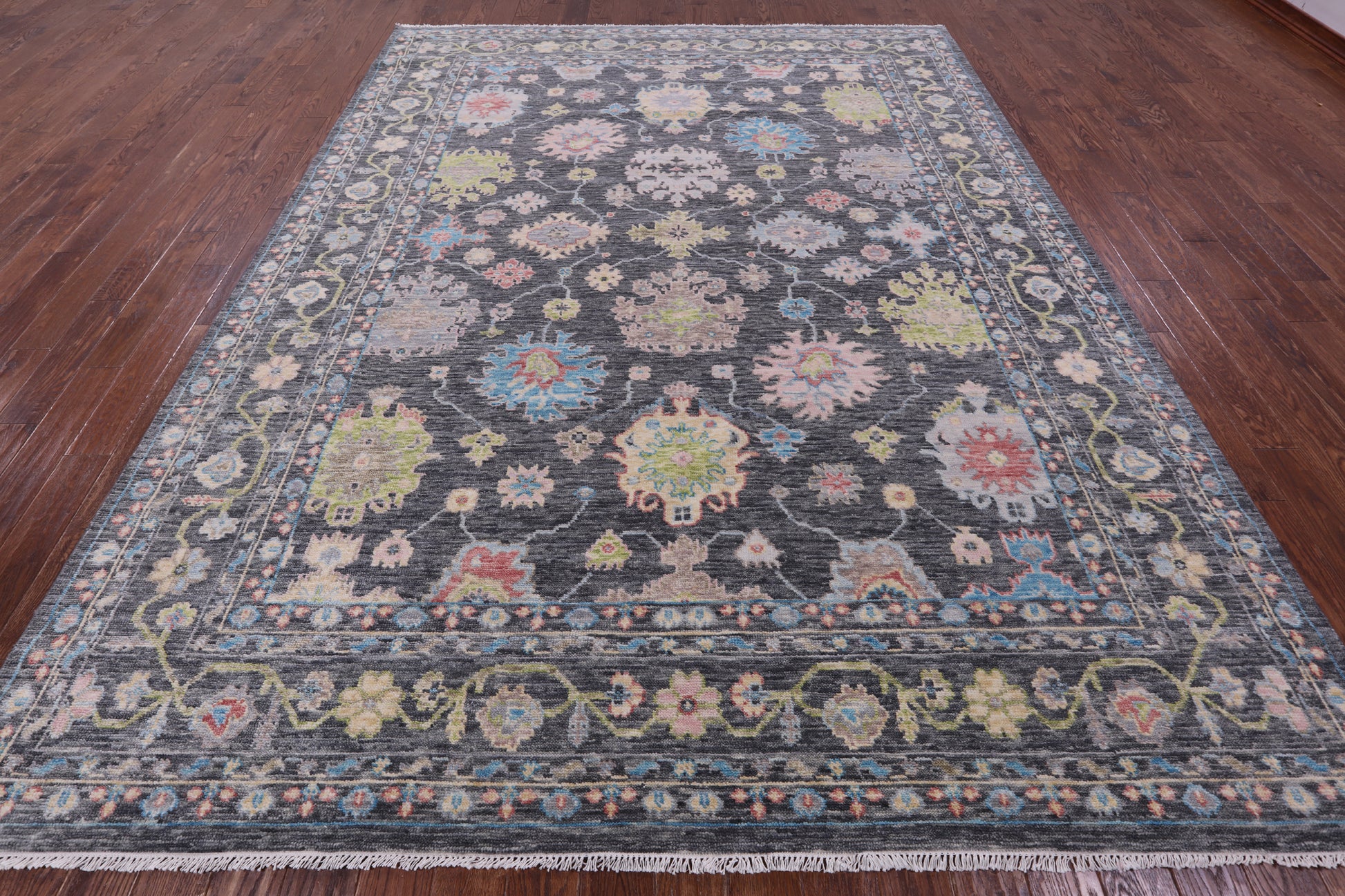 Grey Turkish Oushak Hand Knotted Wool Rug - 9' 2" X 11' 11" - Golden Nile