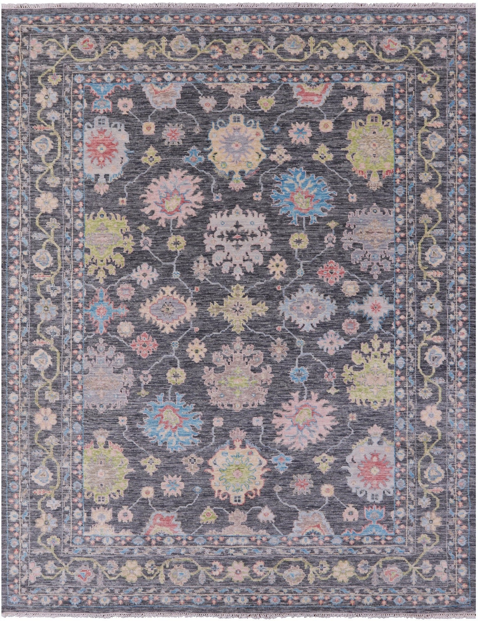 Grey Turkish Oushak Hand Knotted Wool Rug - 9' 2" X 11' 11" - Golden Nile