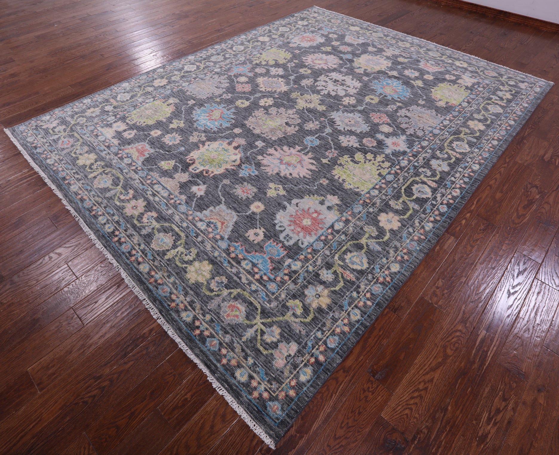 Grey Turkish Oushak Hand Knotted Wool Rug - 9' 2" X 11' 11" - Golden Nile