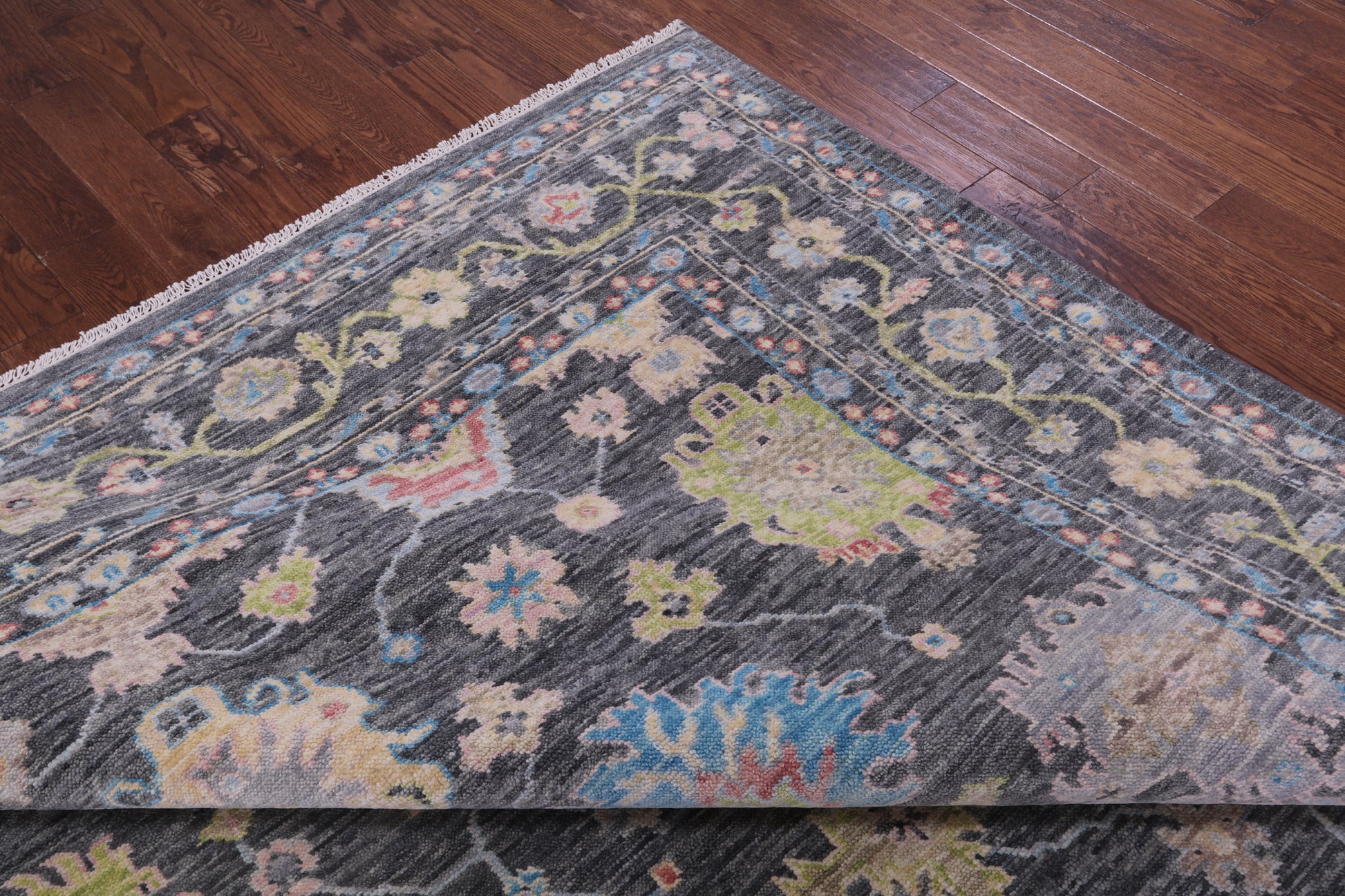 Grey Turkish Oushak Hand Knotted Wool Rug - 9' 2" X 11' 11" - Golden Nile