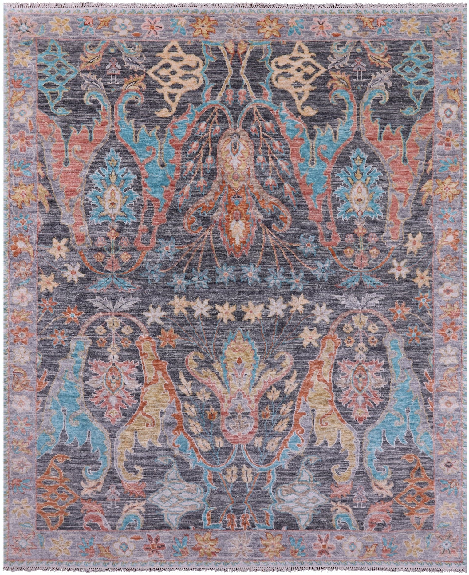 Grey Turkish Oushak Hand Knotted Wool Rug - 8' 3" X 10' 0" - Golden Nile