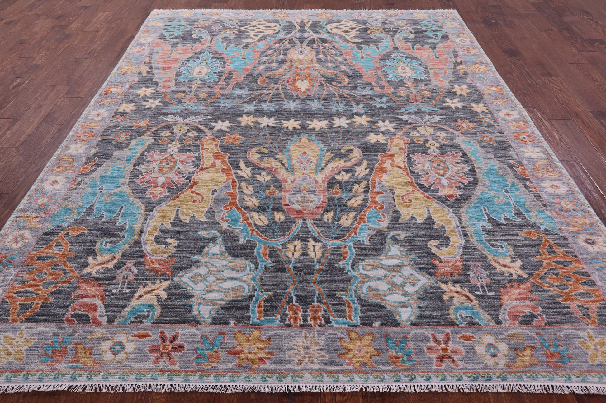 Grey Turkish Oushak Hand Knotted Wool Rug - 8' 3" X 10' 0" - Golden Nile
