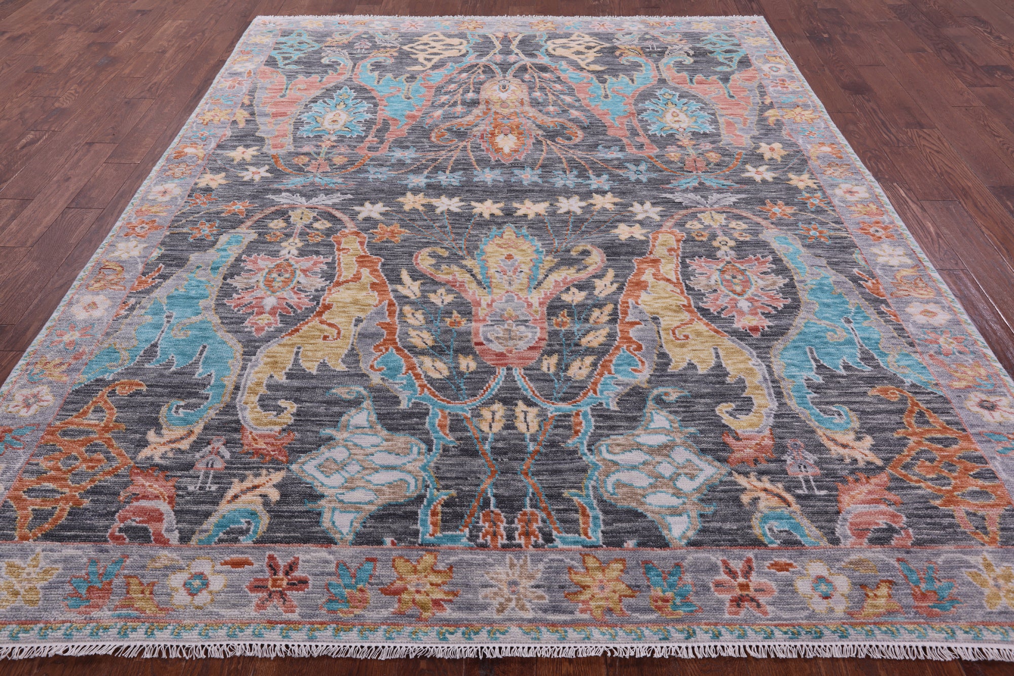 Grey Turkish Oushak Hand Knotted Wool Rug - 8' 3" X 10' 0" - Golden Nile