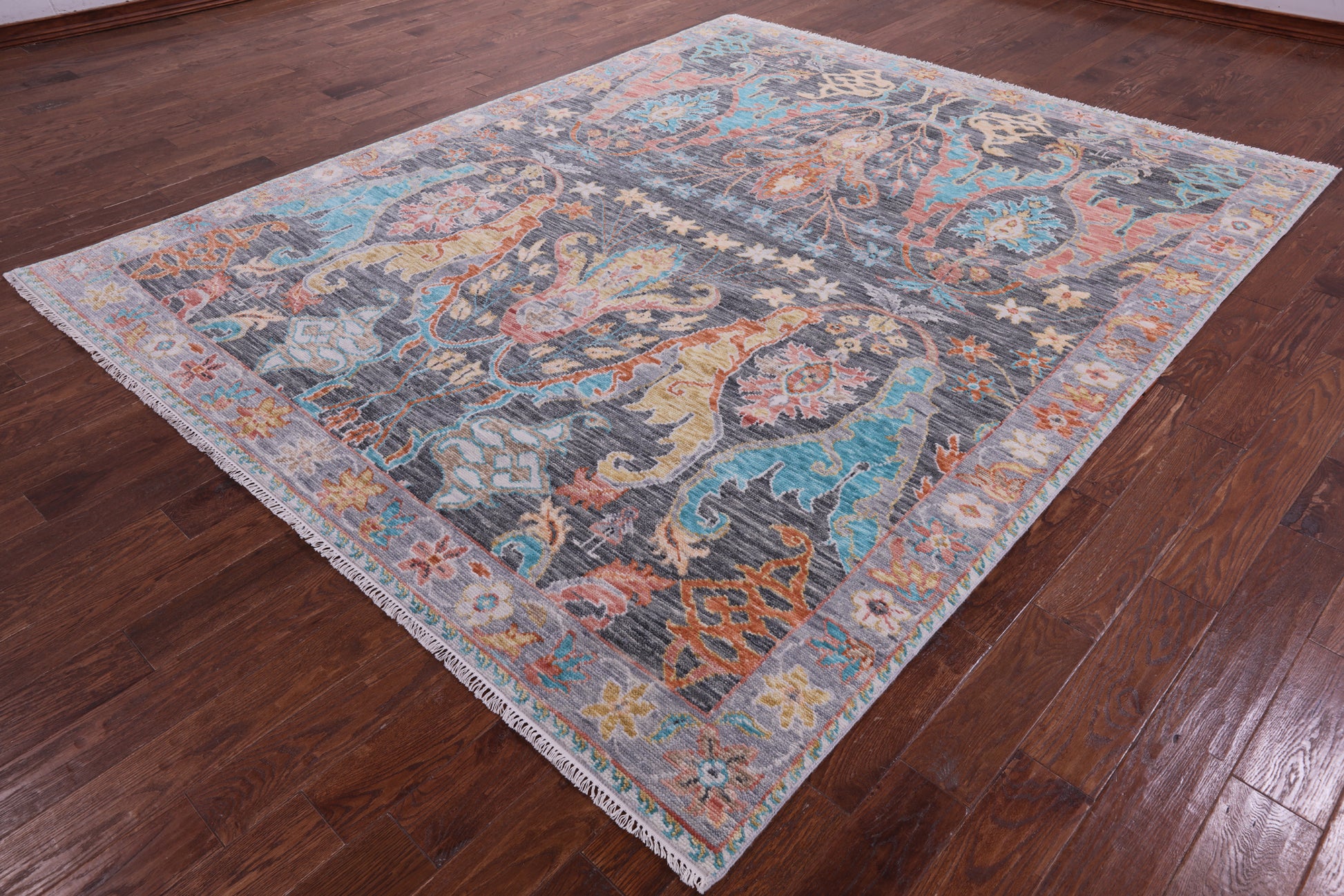 Grey Turkish Oushak Hand Knotted Wool Rug - 8' 3" X 10' 0" - Golden Nile