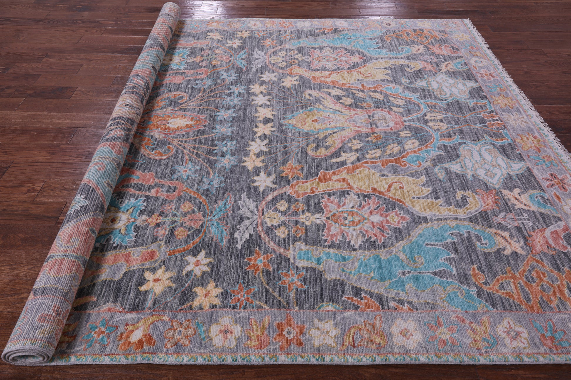Grey Turkish Oushak Hand Knotted Wool Rug - 8' 3" X 10' 0" - Golden Nile