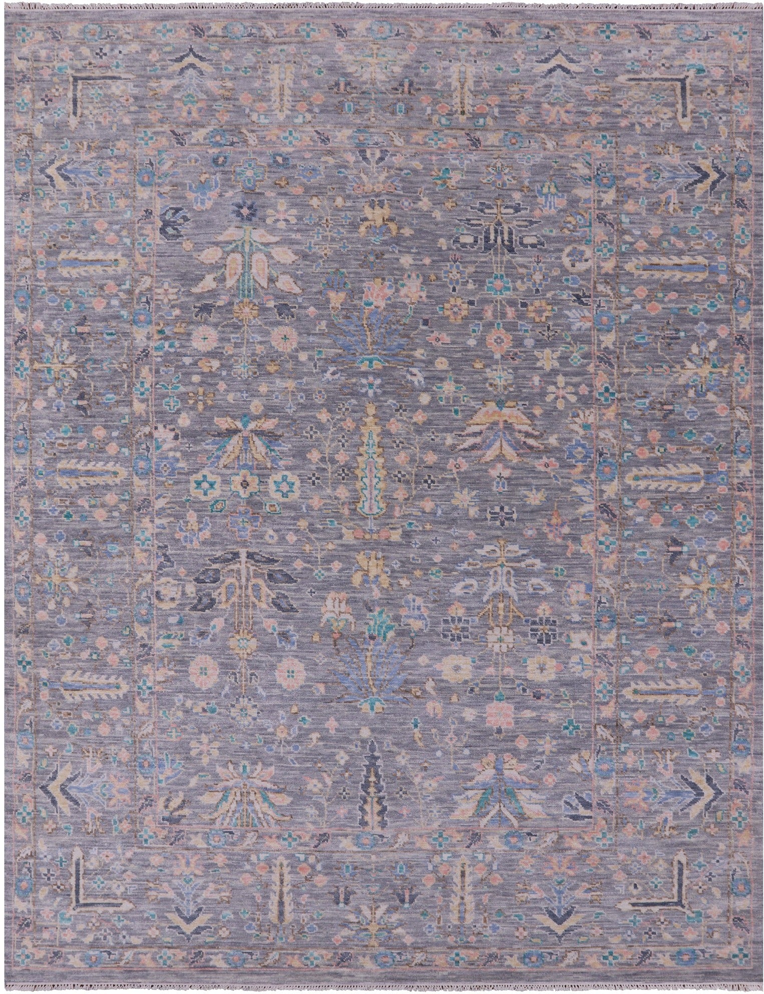 Grey Turkish Oushak Hand Knotted Wool Rug - 9' 1" X 11' 10" - Golden Nile