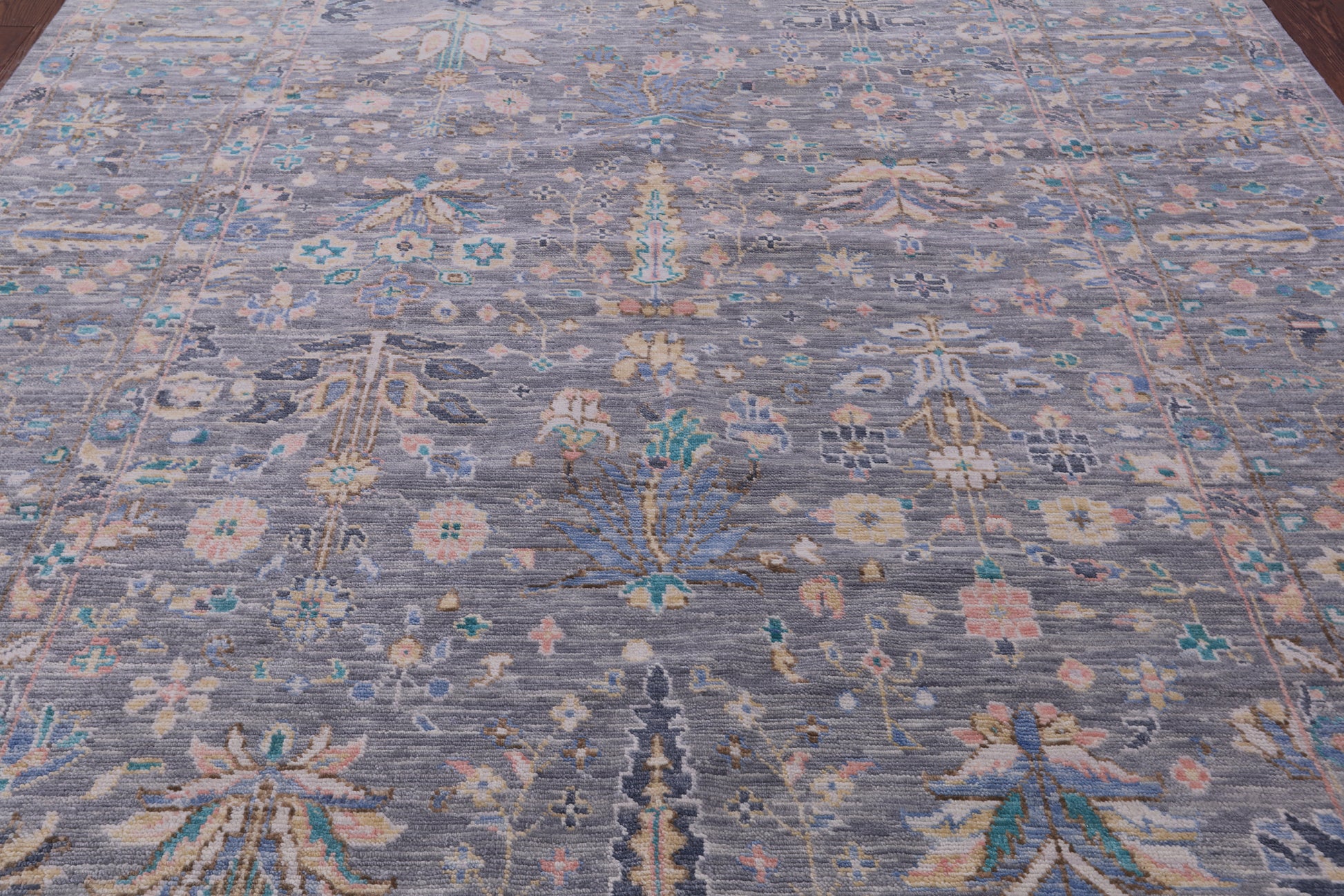Grey Turkish Oushak Hand Knotted Wool Rug - 9' 1" X 11' 10" - Golden Nile