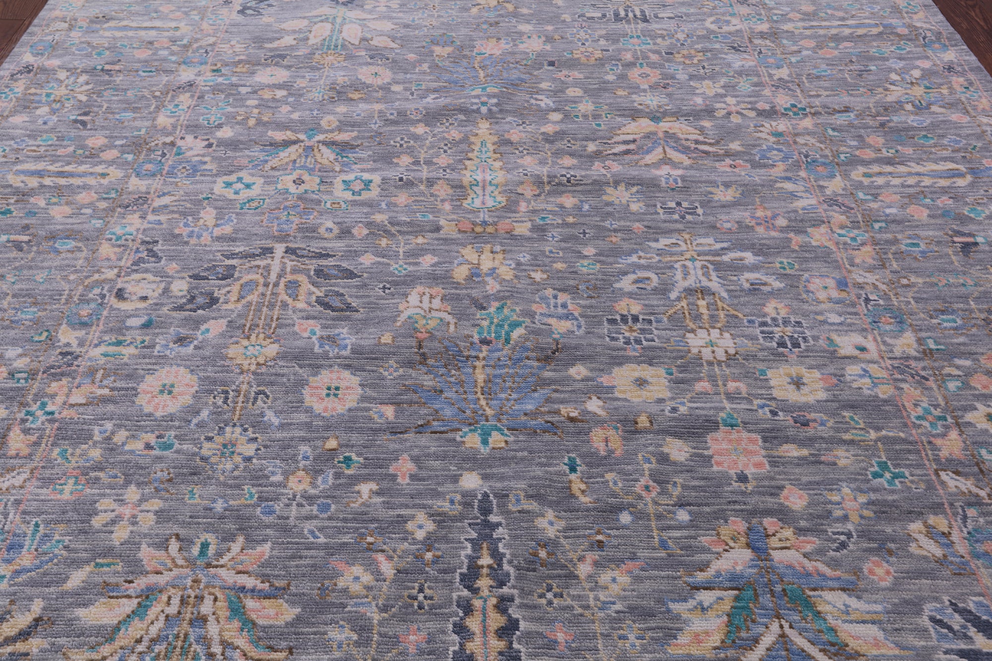 Grey Turkish Oushak Hand Knotted Wool Rug - 9' 1" X 11' 10" - Golden Nile