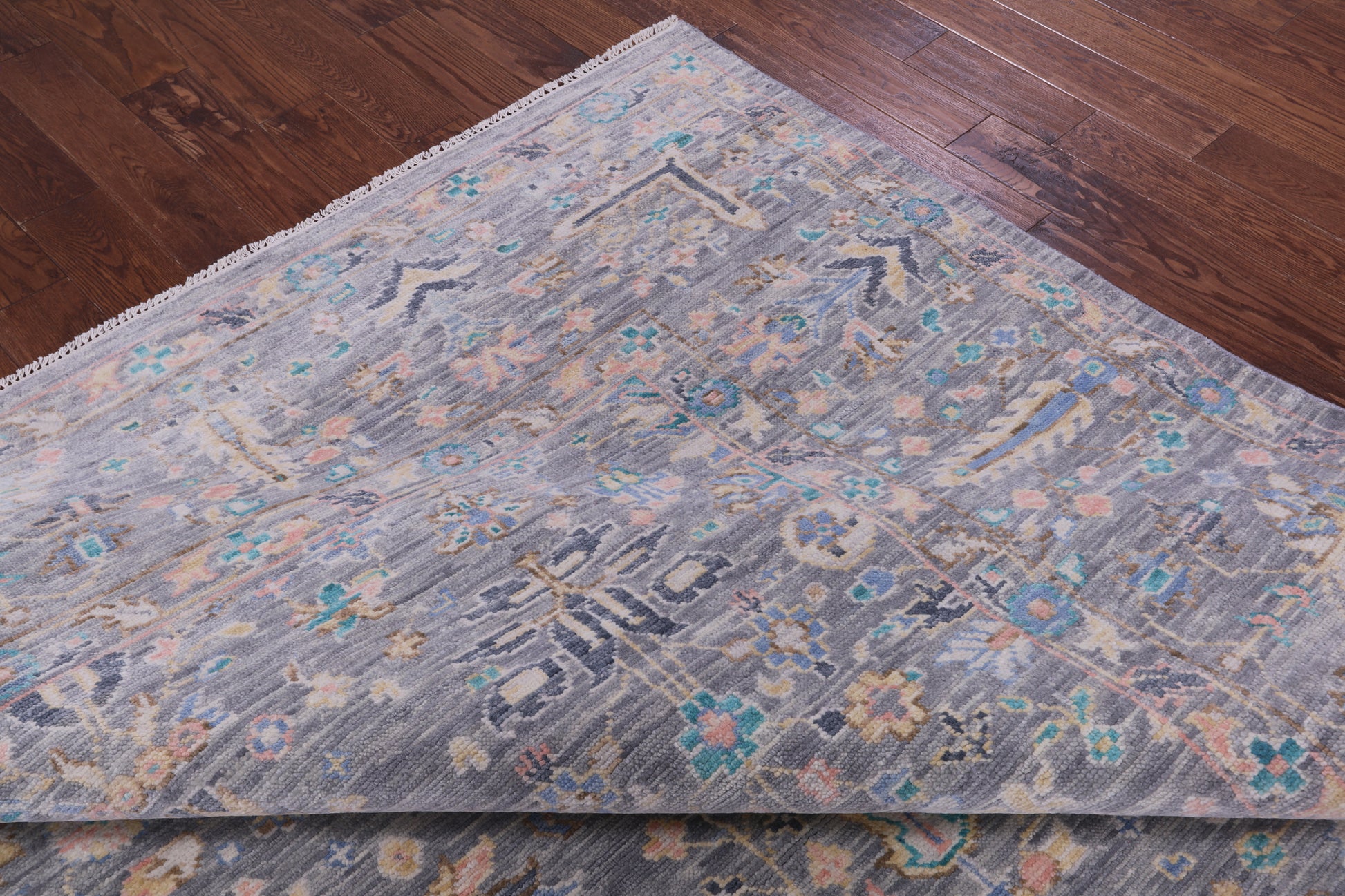 Grey Turkish Oushak Hand Knotted Wool Rug - 9' 1" X 11' 10" - Golden Nile