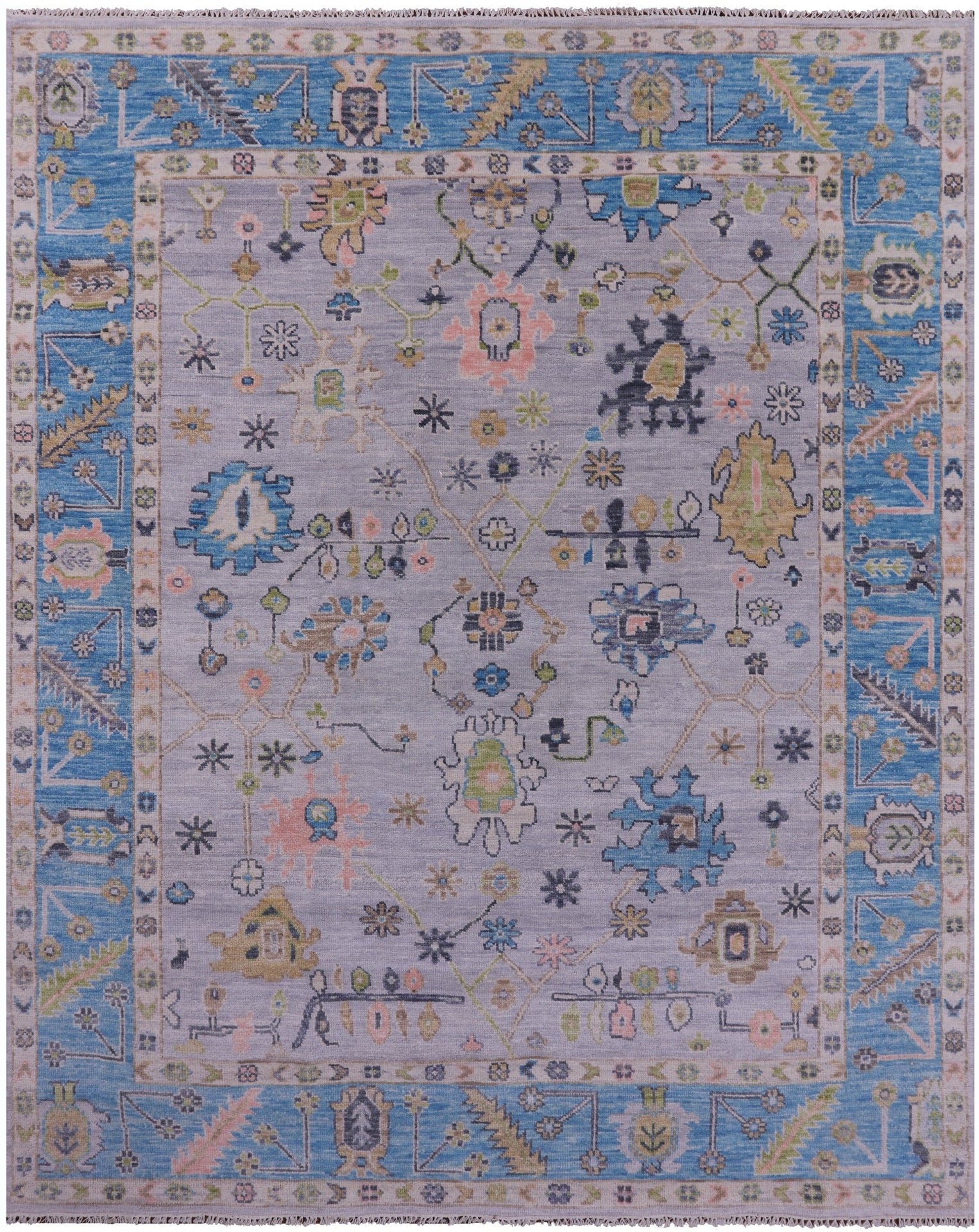 Grey Turkish Oushak Hand Knotted Wool Rug - 7' 11" X 10' 0" - Golden Nile
