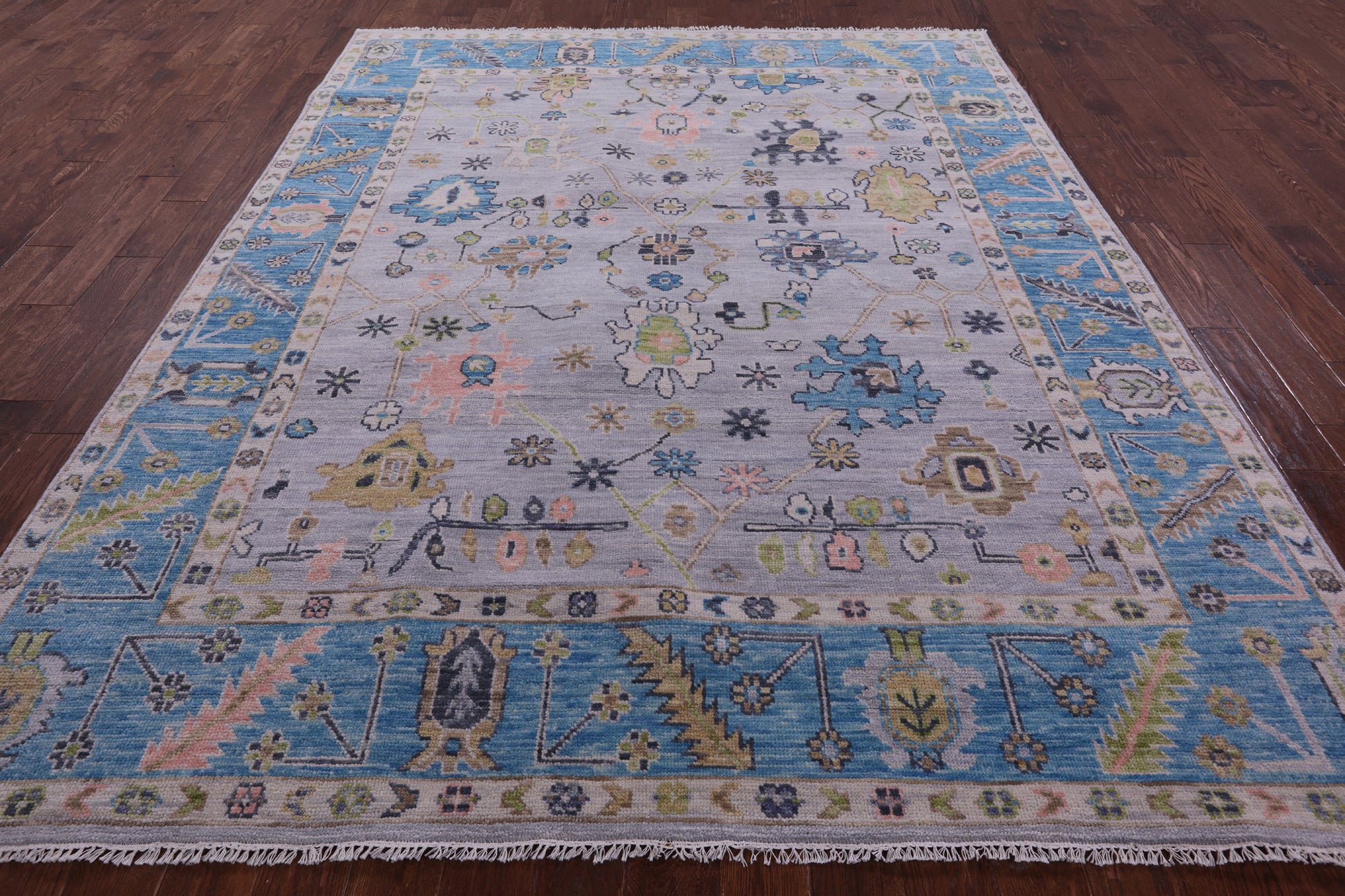 Grey Turkish Oushak Hand Knotted Wool Rug - 7' 11" X 10' 0" - Golden Nile