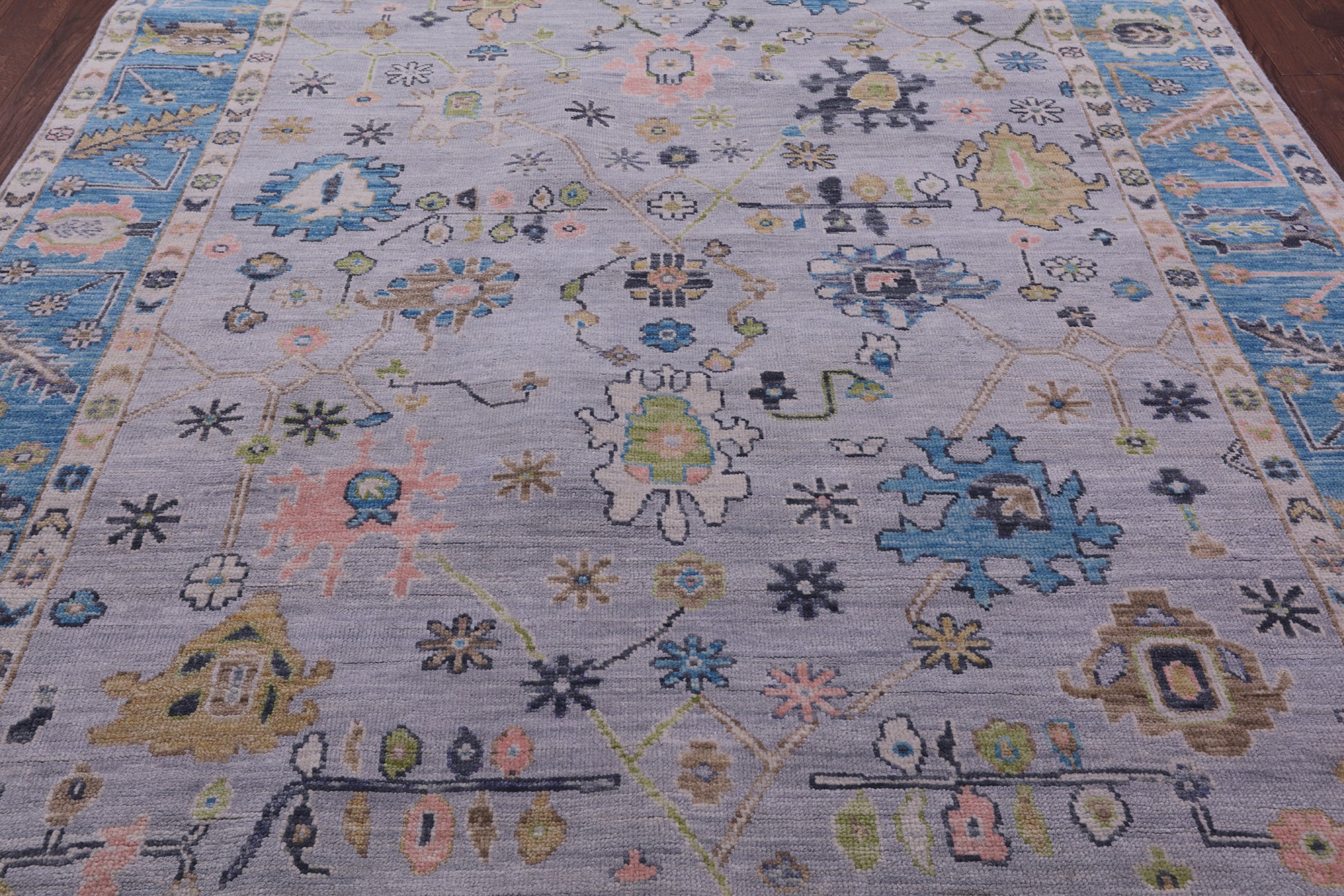 Grey Turkish Oushak Hand Knotted Wool Rug - 7' 11" X 10' 0" - Golden Nile
