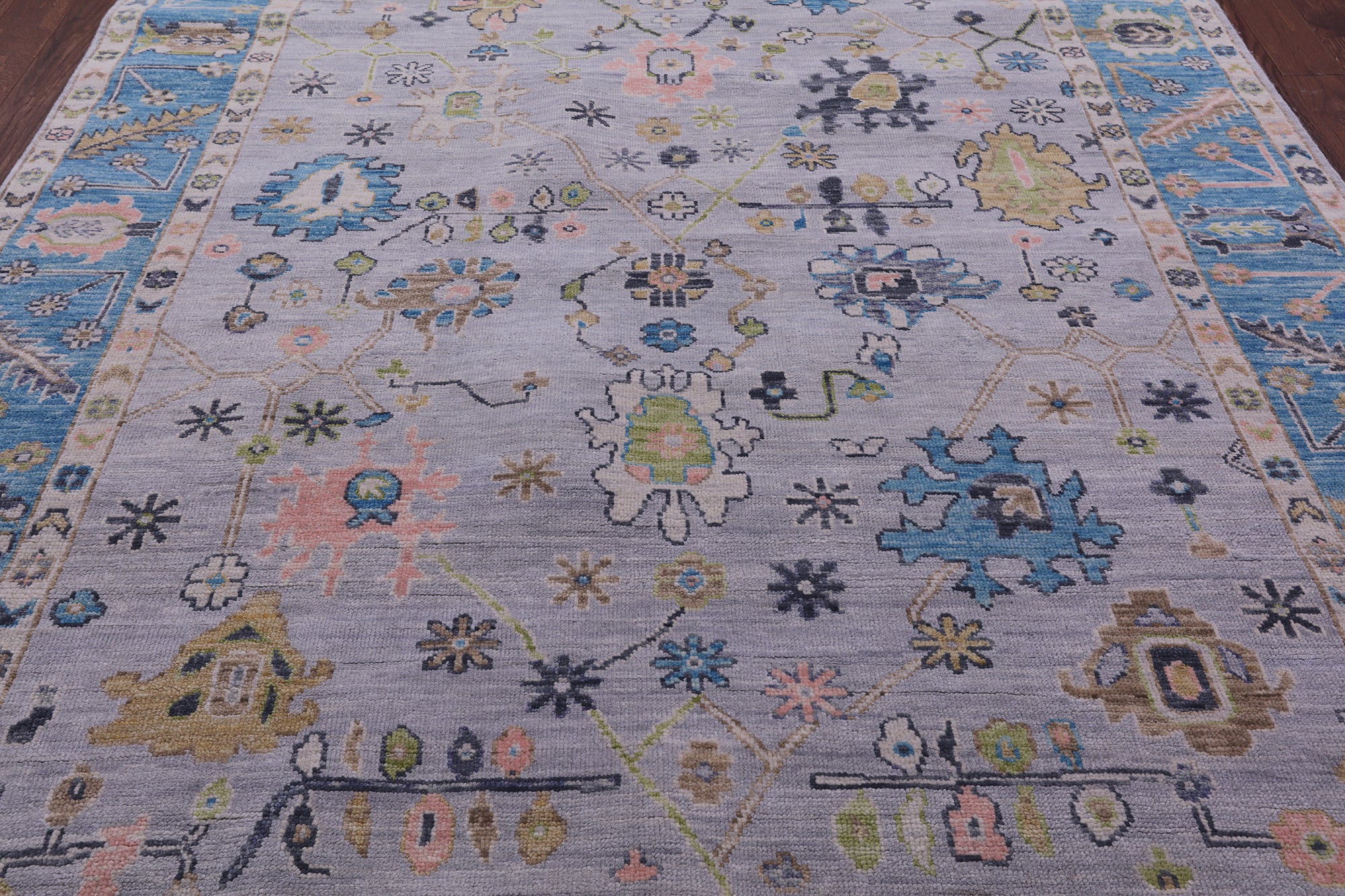 Grey Turkish Oushak Hand Knotted Wool Rug - 7' 11" X 10' 0" - Golden Nile