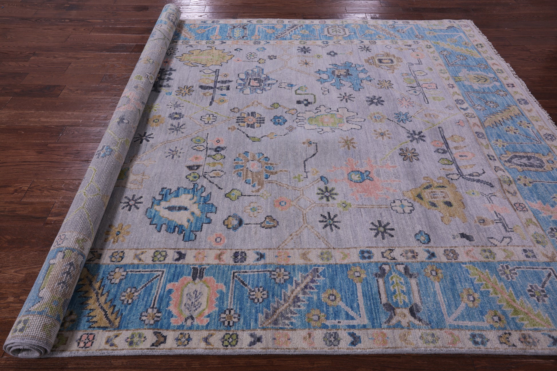 Grey Turkish Oushak Hand Knotted Wool Rug - 7' 11" X 10' 0" - Golden Nile