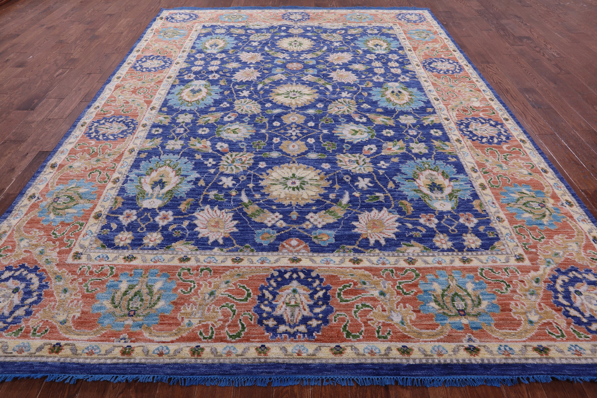 Blue Persian Tabriz Hand Knotted Wool Rug - 9' 2" X 12' 1" - Golden Nile