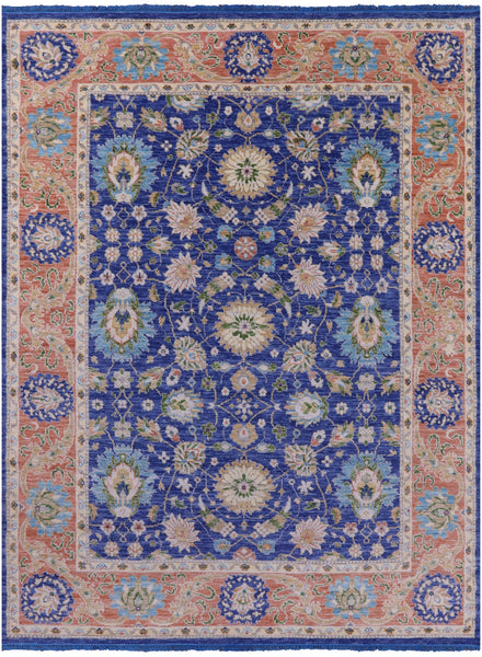 Blue Persian Tabriz Hand Knotted Wool Rug - 9' 2" X 12' 1" - Golden Nile