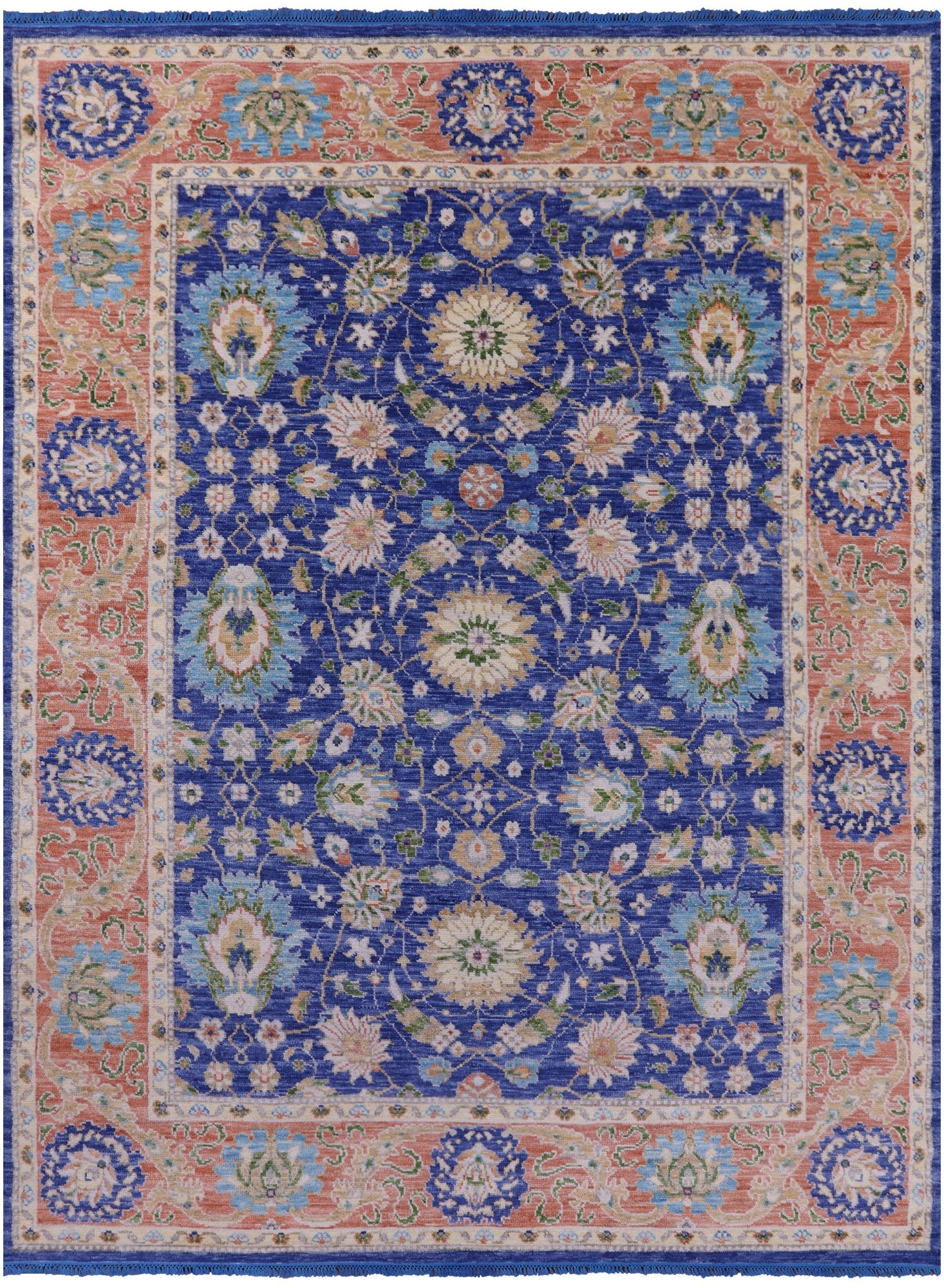 Blue Persian Tabriz Hand Knotted Wool Rug - 9' 2" X 12' 1" - Golden Nile