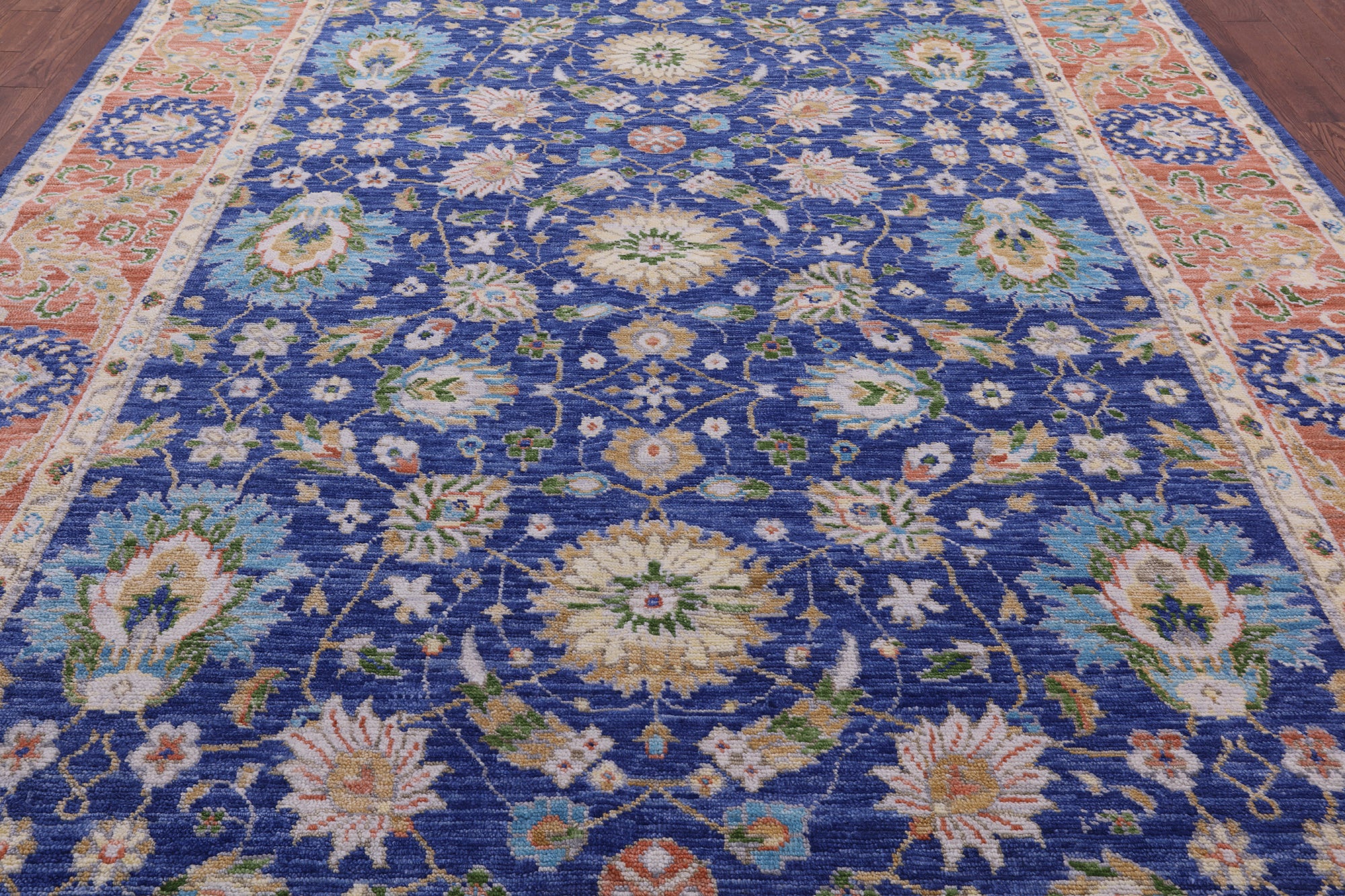 Blue Persian Tabriz Hand Knotted Wool Rug - 9' 2" X 12' 1" - Golden Nile