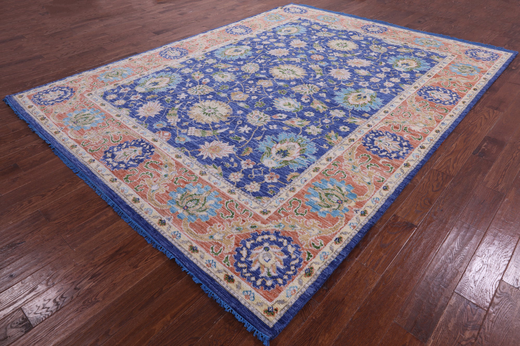 Blue Persian Tabriz Hand Knotted Wool Rug - 9' 2" X 12' 1" - Golden Nile