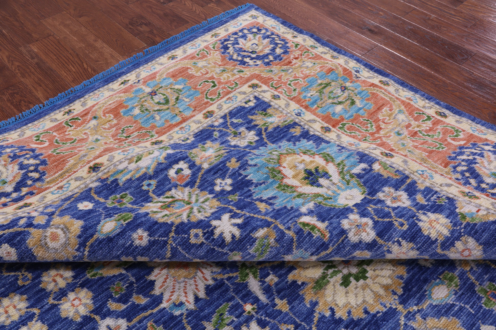 Blue Persian Tabriz Hand Knotted Wool Rug - 9' 2" X 12' 1" - Golden Nile