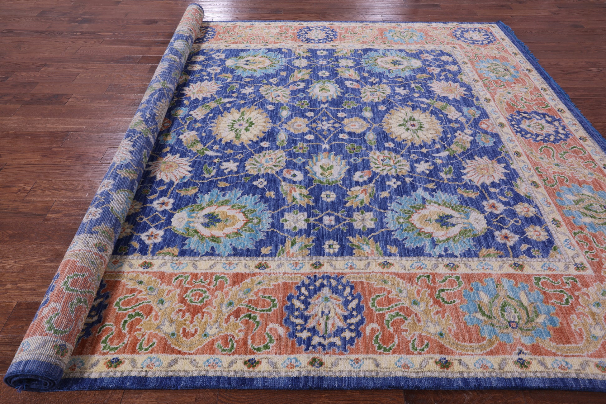 Blue Persian Tabriz Hand Knotted Wool Rug - 9' 2" X 12' 1" - Golden Nile