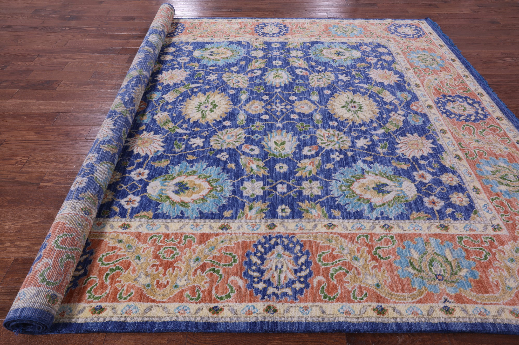 Blue Persian Tabriz Hand Knotted Wool Rug - 9' 2" X 12' 1" - Golden Nile