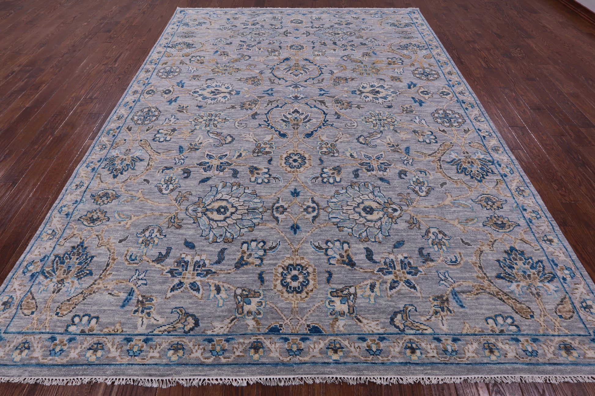 Grey Persian Tabriz Hand Knotted Wool Rug - 9' 1" X 12' 2" - Golden Nile