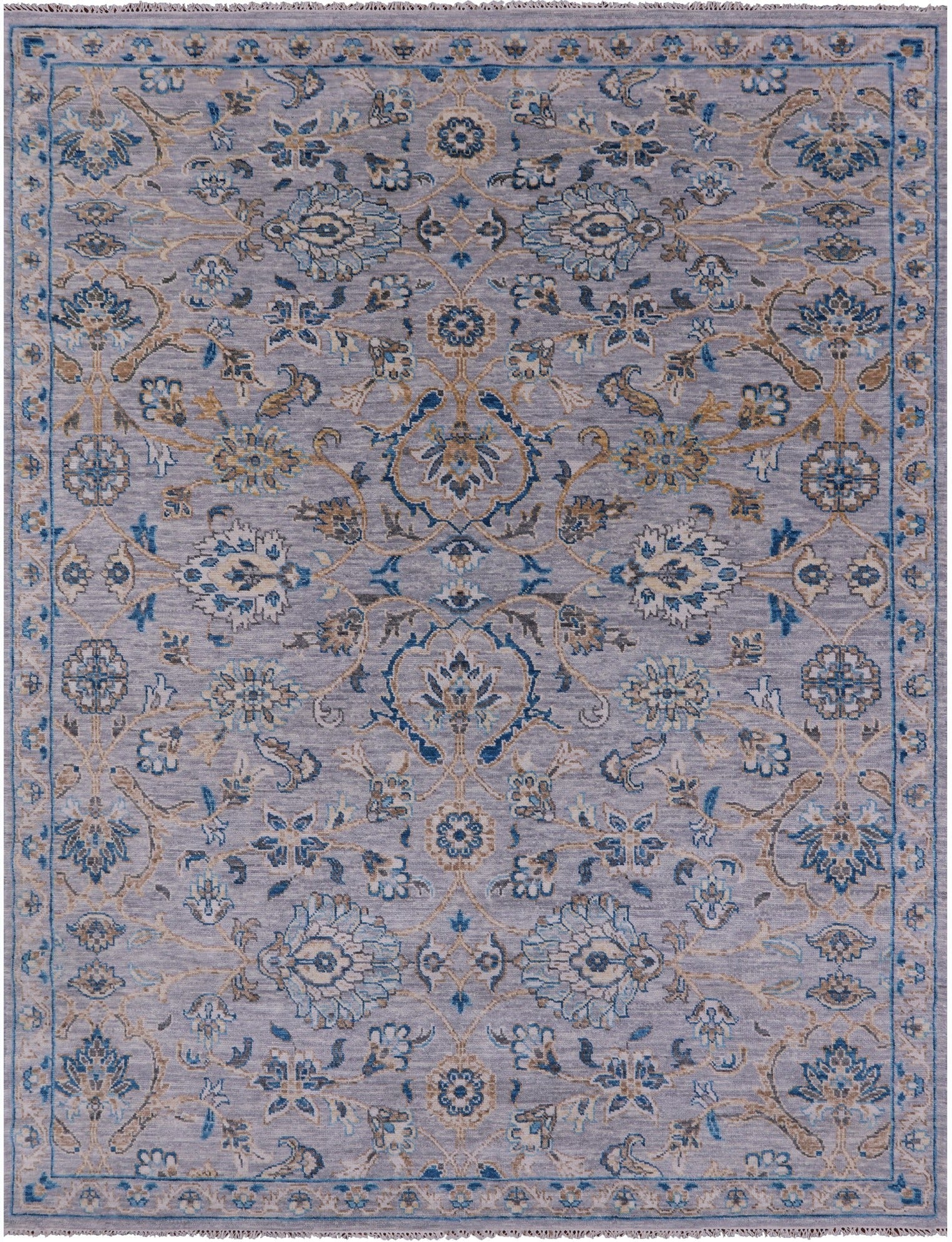 Grey Persian Tabriz Hand Knotted Wool Rug - 9' 1" X 12' 2" - Golden Nile