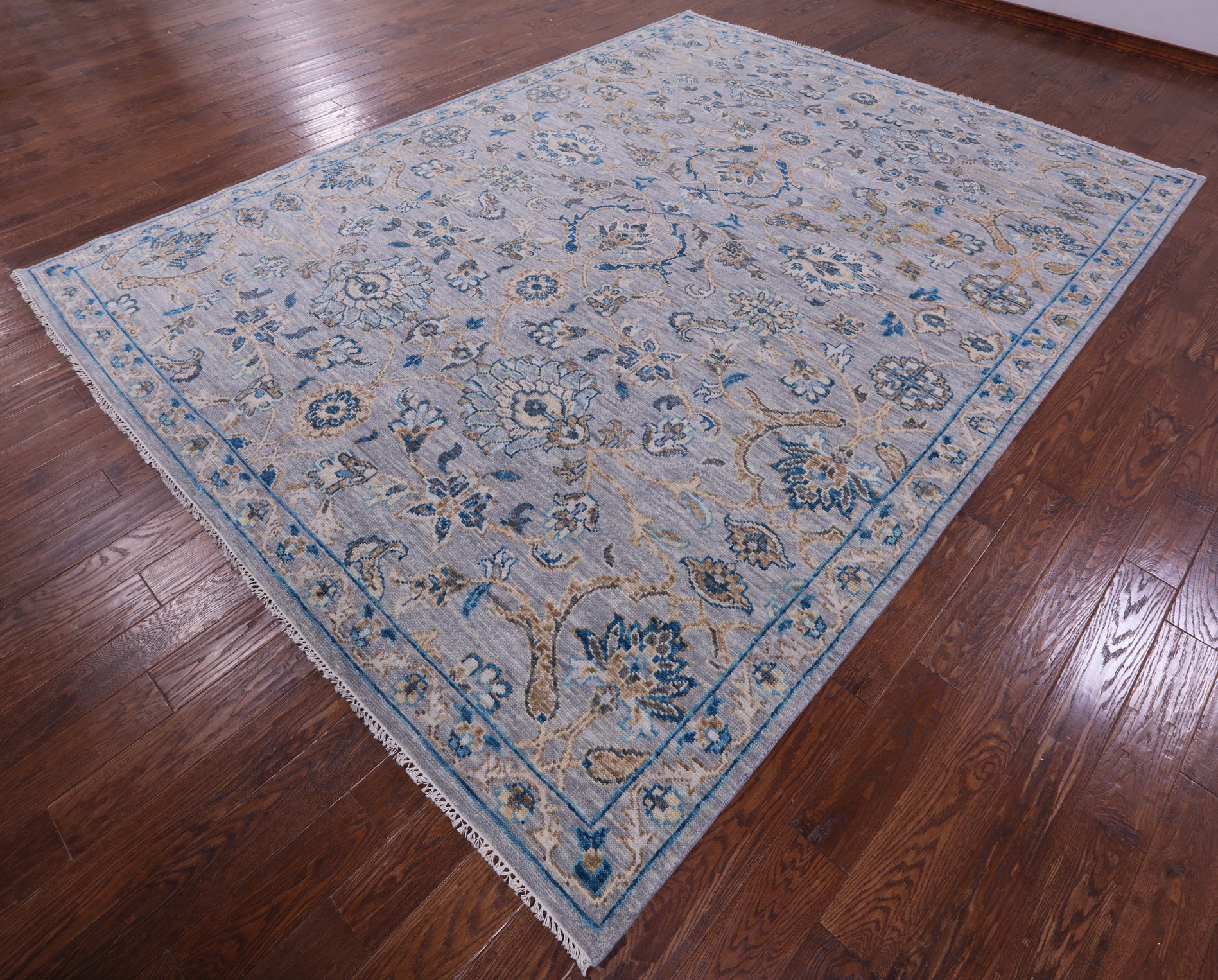 Grey Persian Tabriz Hand Knotted Wool Rug - 9' 1" X 12' 2" - Golden Nile
