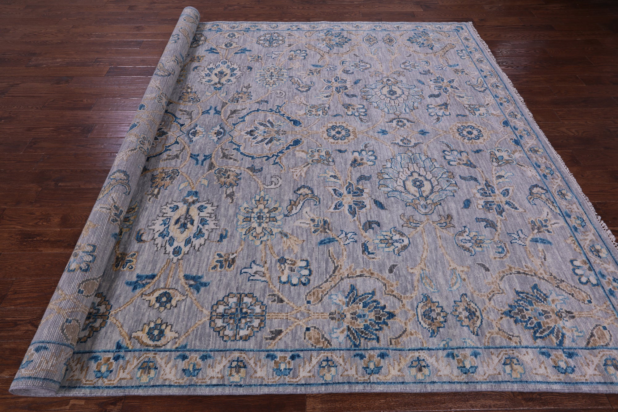 Grey Persian Tabriz Hand Knotted Wool Rug - 9' 1" X 12' 2" - Golden Nile