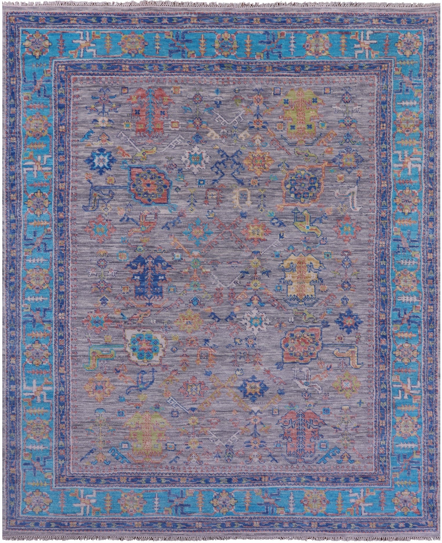 Grey Heriz Serapi Hand Knotted Wool Rug - 8' 1" X 9' 11" - Golden Nile