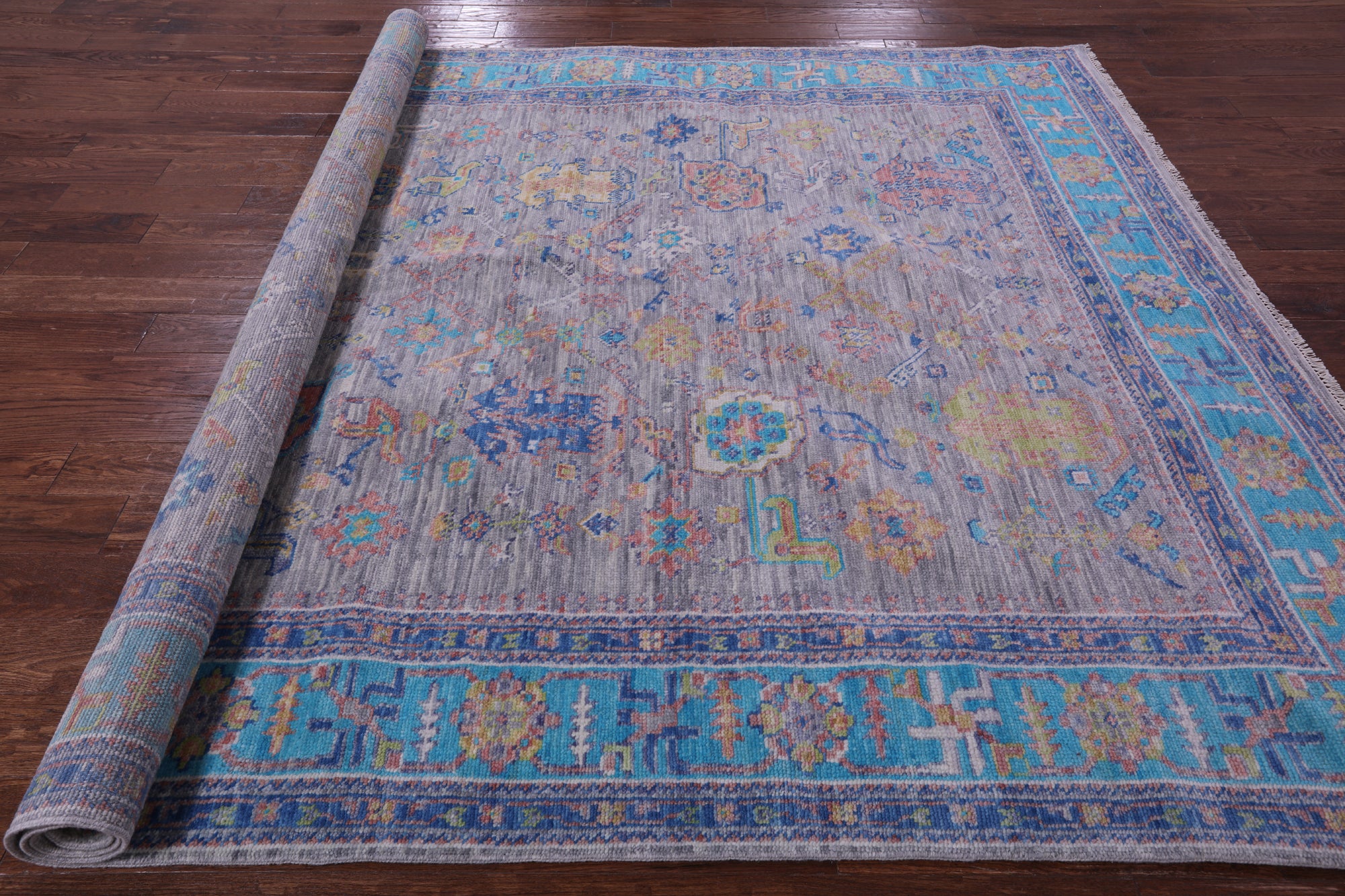 Grey Heriz Serapi Hand Knotted Wool Rug - 8' 1" X 9' 11" - Golden Nile