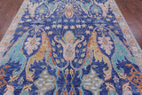 Blue Turkish Oushak Hand Knotted Wool Rug - 8' 0" X 10' 3" - Golden Nile