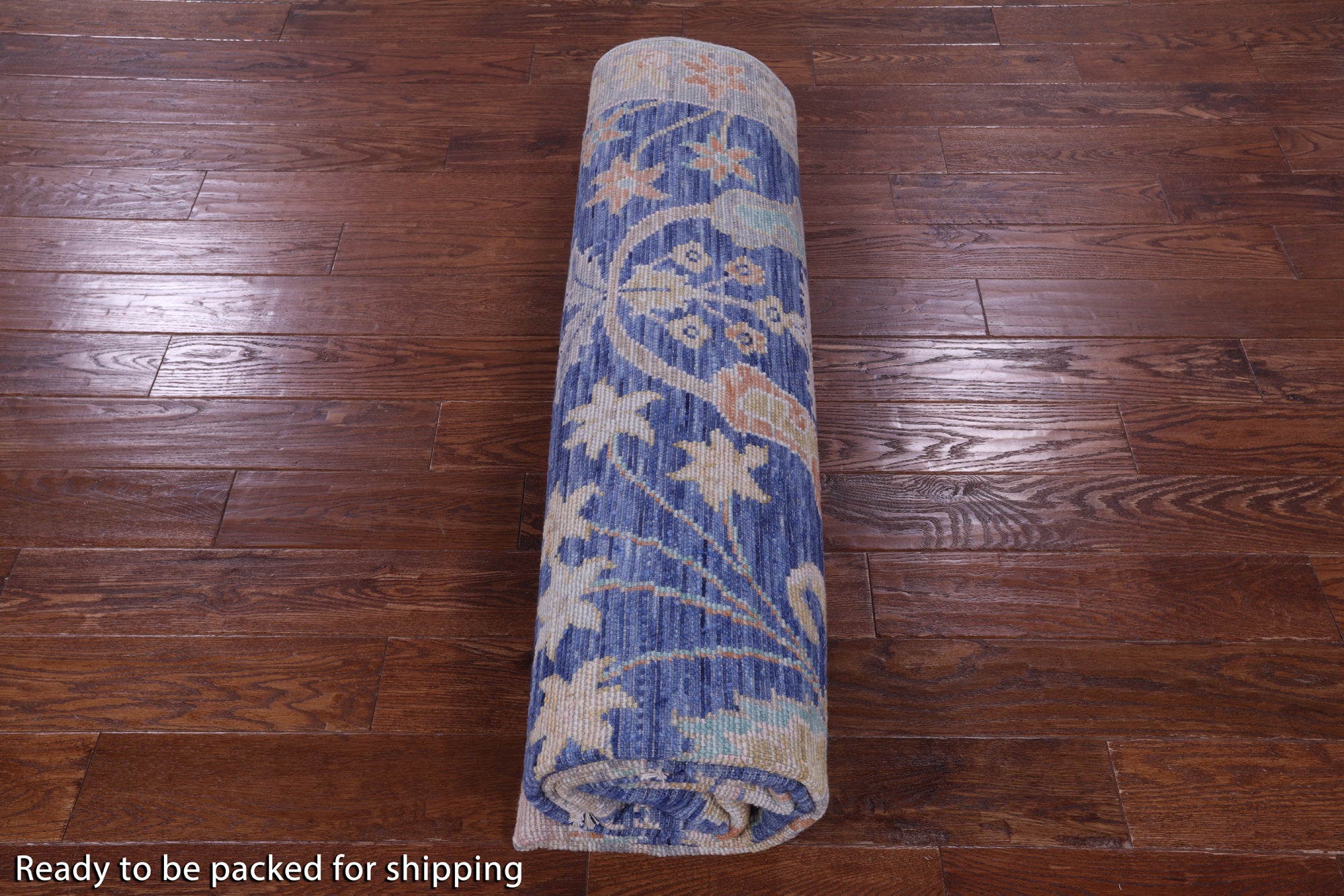 Blue Turkish Oushak Hand Knotted Wool Rug - 8' 0" X 10' 3" - Golden Nile