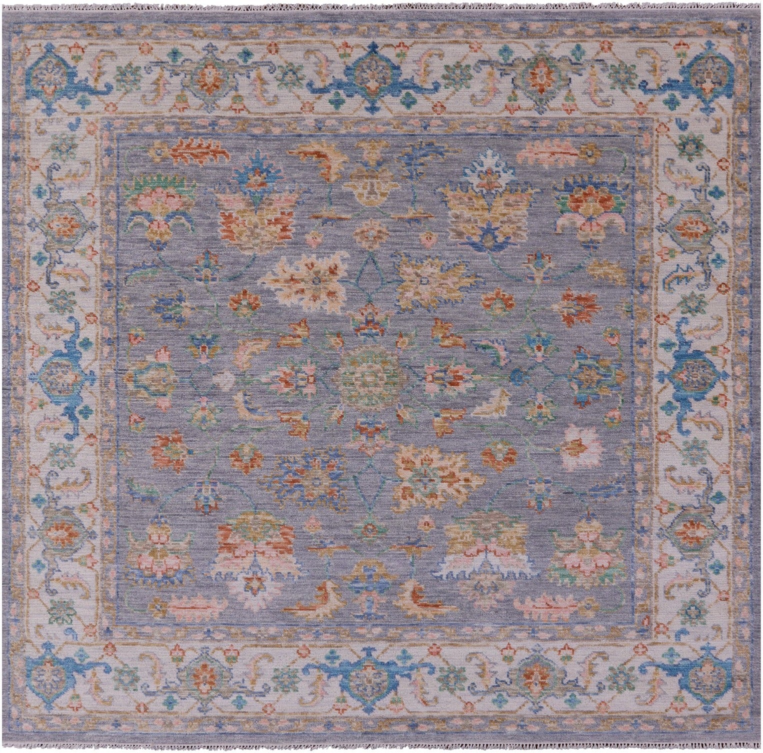 Grey Square Heriz Serapi Hand Knotted Wool Rug - 7' 11" X 8' 3" - Golden Nile