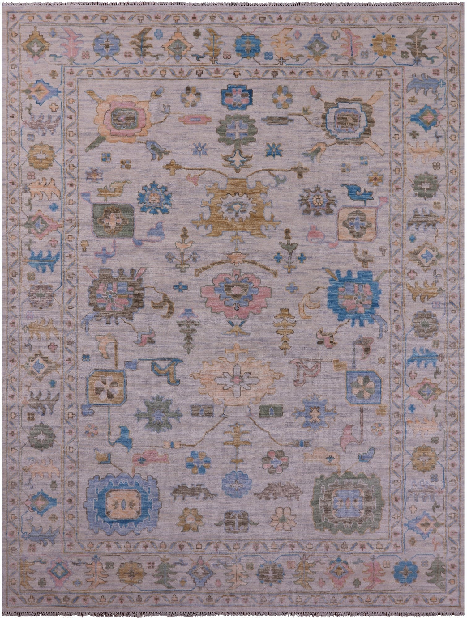 Ivory Turkish Oushak Handmade Wool Rug - 9' 2" X 12' 0" - Golden Nile