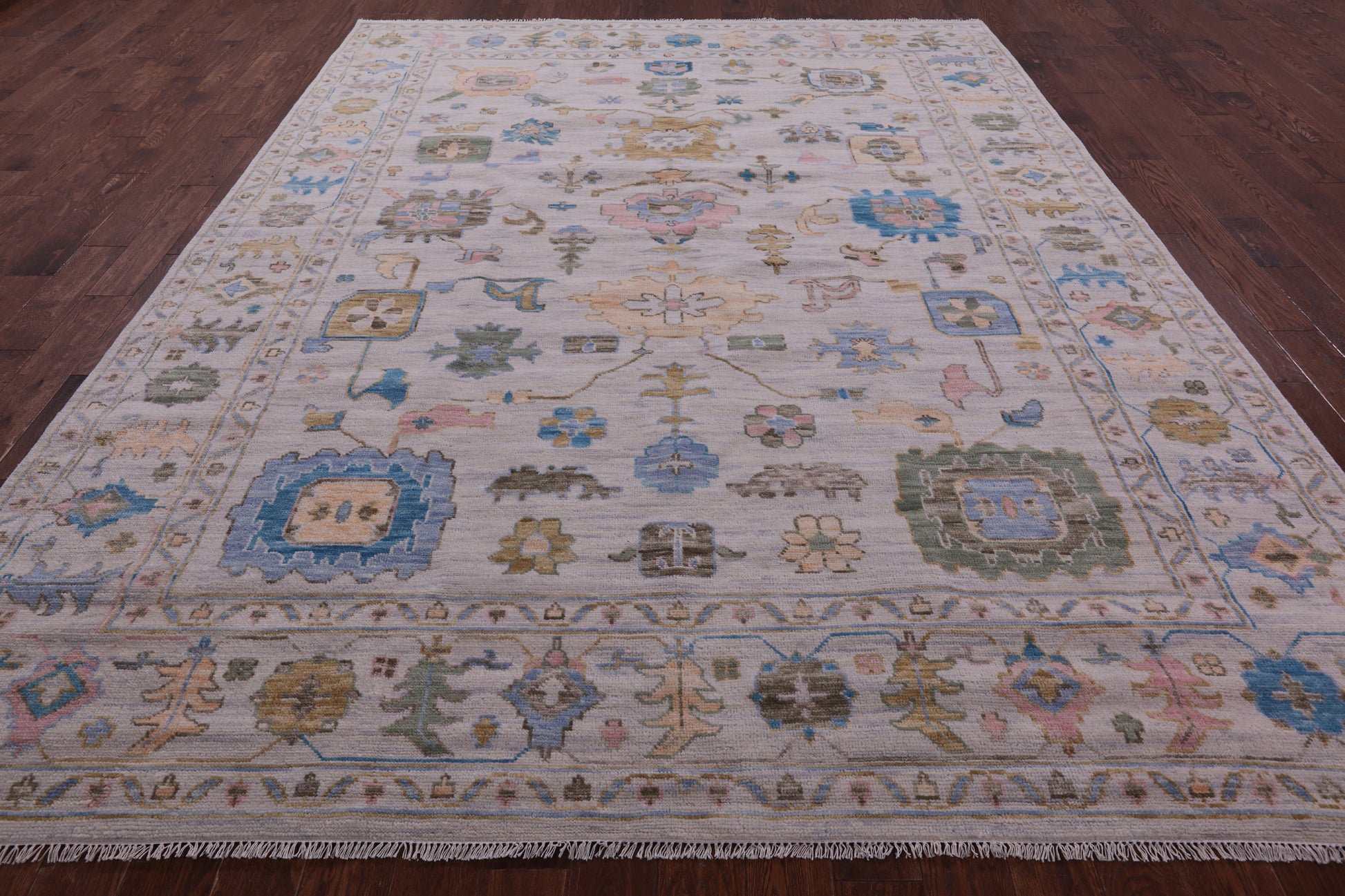 Ivory Turkish Oushak Handmade Wool Rug - 9' 2" X 12' 0" - Golden Nile