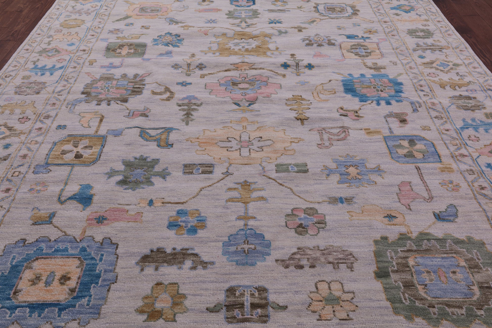Ivory Turkish Oushak Handmade Wool Rug - 9' 2" X 12' 0" - Golden Nile