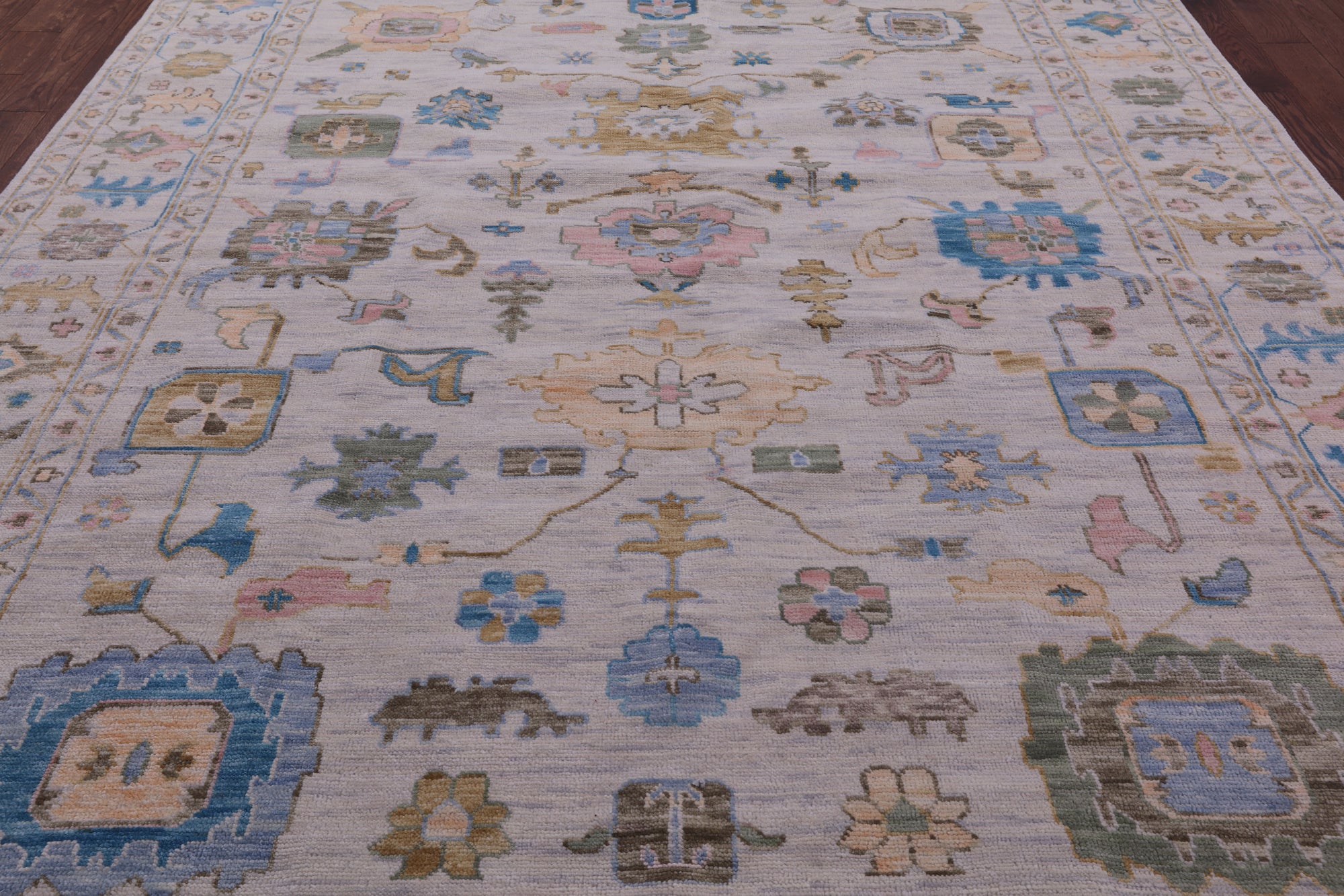 Ivory Turkish Oushak Handmade Wool Rug - 9' 2" X 12' 0" - Golden Nile