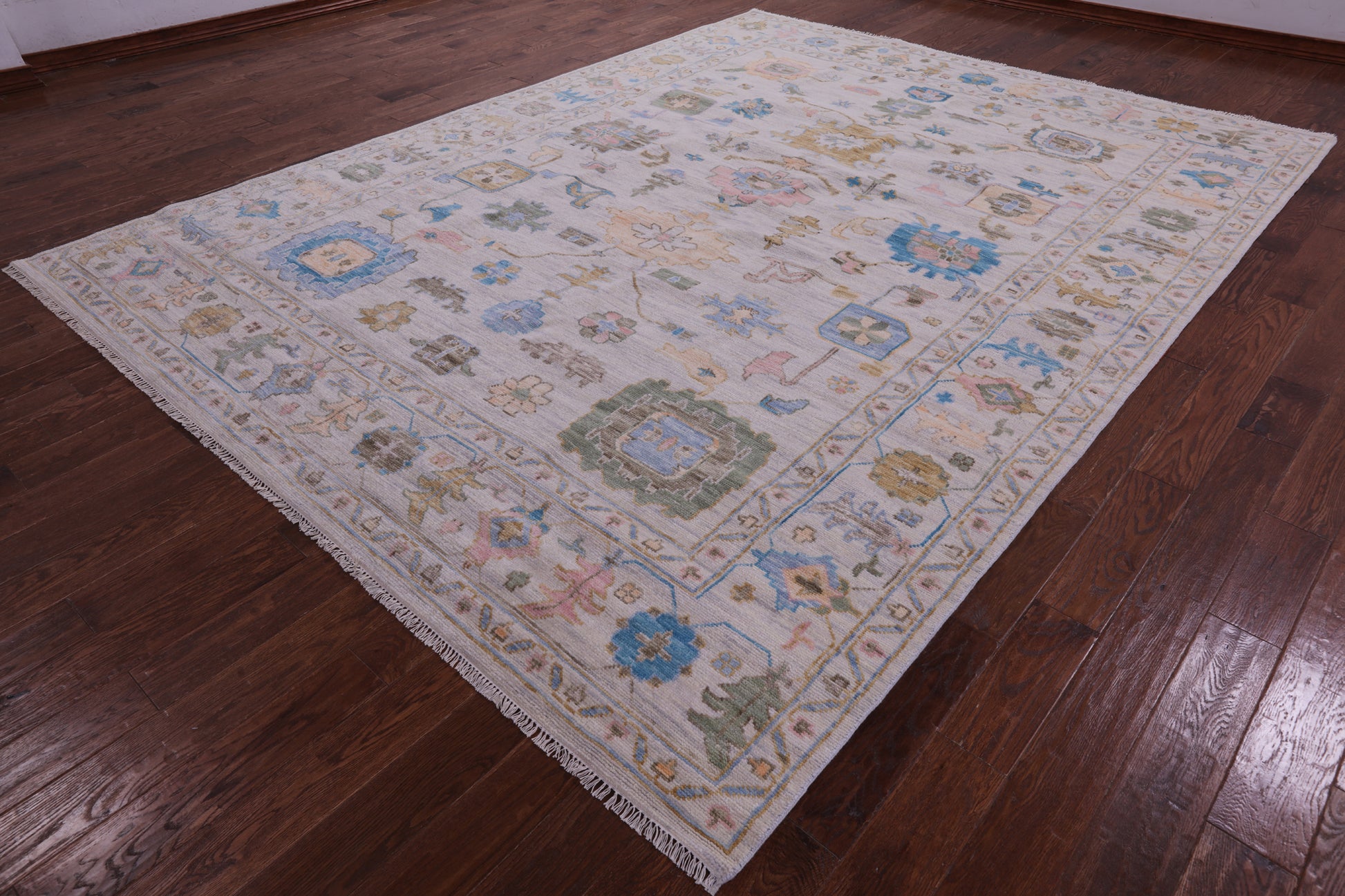 Ivory Turkish Oushak Handmade Wool Rug - 9' 2" X 12' 0" - Golden Nile