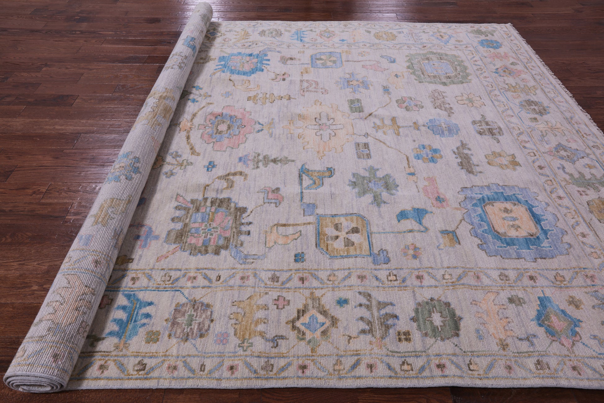 Ivory Turkish Oushak Handmade Wool Rug - 9' 2" X 12' 0" - Golden Nile