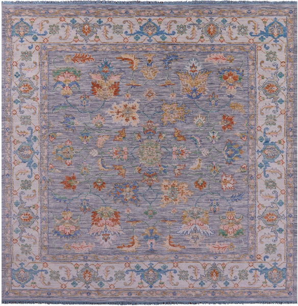 Grey Square Heriz Serapi Hand Knotted Wool Rug - 9' 1" X 9' 1" - Golden Nile