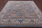 Grey Square Heriz Serapi Hand Knotted Wool Rug - 9' 1" X 9' 1" - Golden Nile
