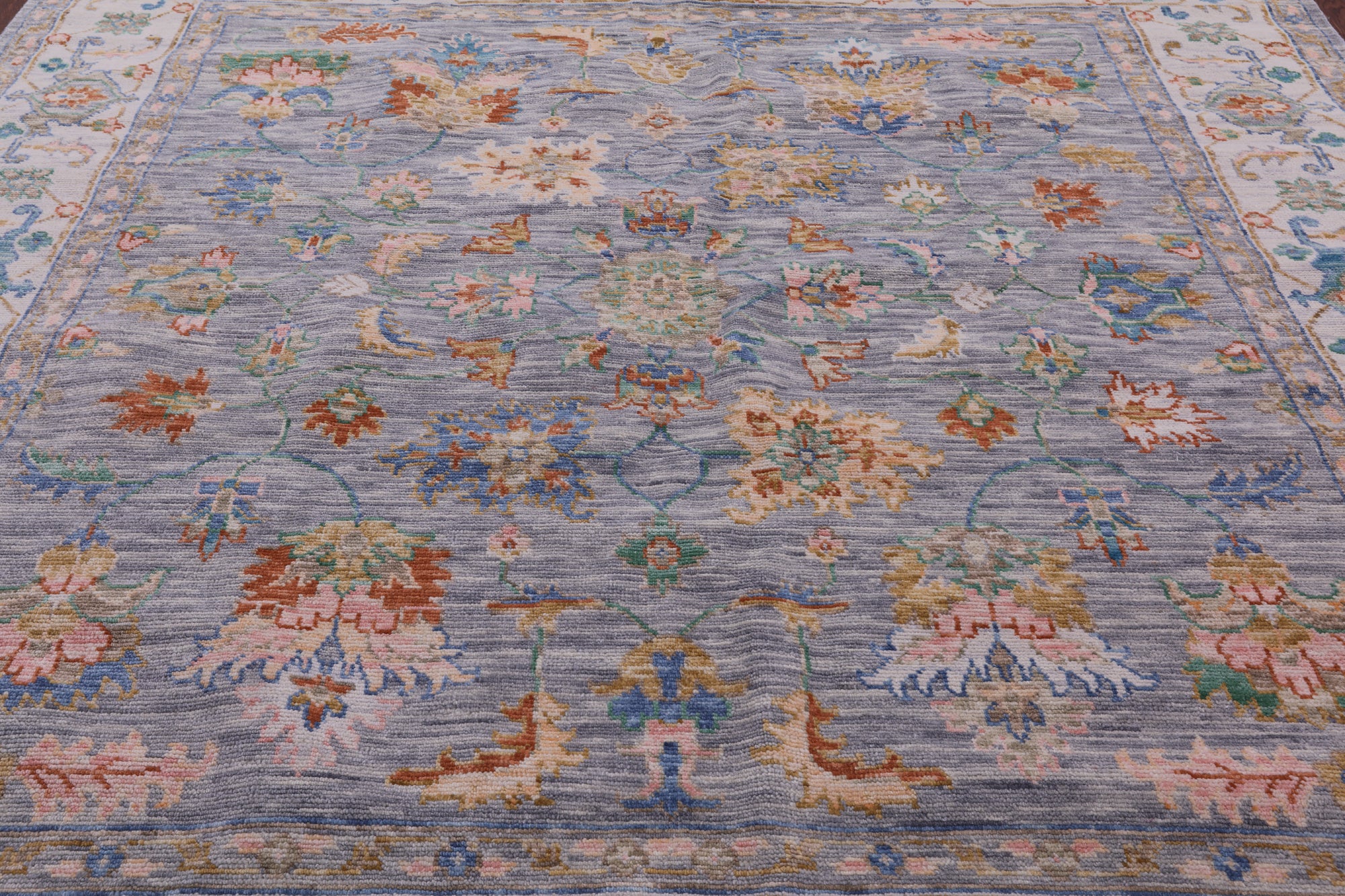 Grey Square Heriz Serapi Hand Knotted Wool Rug - 9' 1" X 9' 1" - Golden Nile